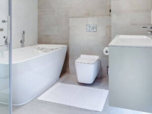 A modern bathroom with a white toilet board and box from Marmox Australia